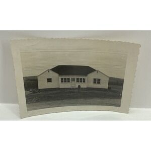 Vintage Kodak Velox Paper Photo House Landscape B&W Snapshot